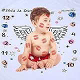 JlRqY Baby Monthlyマイルストーン毛布新生児月間Personalizedフォト写真小道具Shoots Backdrop for Boys Girls