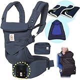 ベビーウエストベルト付エルゴベビー・抱っこひも ＯＭＮＩオムニ３６０/ミッドナイトブルー 防寒セットL8【日本正規品2年間保証-SG認定付】 本体＋防寒ケープ＋パッド1セット付