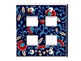 【有田焼】染錦芙蓉絵(4穴)コンセントカバー