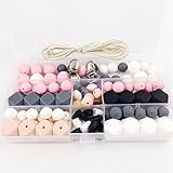 Mamimami Home 歯固め シリコーン製 ビーズ 12mm-20mm 噛のビーズ ピンク ビーズゼント 円形 八角 算盤 丸ビーズ　おしゃぶりホルダー 授乳用ジュエリー DIY 材料パッケージ