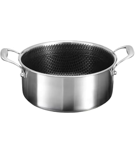 thumbnail image 2 of AuFranc™ Hybrid Nonstick 2 Quart Stainless Steel Saucepan With Glass Lid, Induction Sauce Pan With Honeycomb Carving, Non-stick Sauce Pot Compatible With All Cooktops, Dishwasher Safe, Non-Toxic 2 of 14