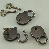 古いビンテージアンティークスタイルミニ南京錠キーロック( Lot of 3 )