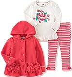 Kids Headquarters Little Girls' Toddler 3 Piece Hooded Winter Fleece Jacket Pants Set Coral 3T [並行輸入