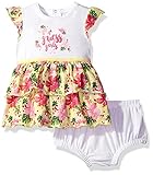 GUESS Baby Girls' Set-Sleeveless Printed Ruffle Dress with Diaper Cover True White 12M [並行輸入品]