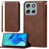 BonwFzin モトローラ モト G66j 5G ケース 手帳型 ストラップ 適用 Motorola moto G66y 5g カバー 手帳 モトG66j5G スマホケース PU レザー ストラップケース ストラップホール付き マグネット フリップ スタンド レトロ ダークブラウン