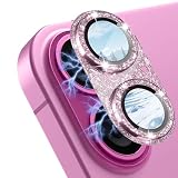 CeiBand ラインストーン カメラフィルム iPhone 16/iPhone 16 Plus 対応 レンズカバー カメラ保護 アルミ合金縁取り+強化ガラス】 キラキラ レンズ保護フィルム 高透過率 露出オーバー防止 全体保護 カメラ保護フィルム iPhone 16/iPhone 16 Plus 対応 （ピンク）