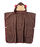[スゴフィ]SGFY　バスタオル ビーチタオル スイミング 動物柄 ポンチョ型 フード付き アニマル バスローブ 贈り物にも ローブ おくるみ ベビー キッズ フクロウ 子供 可愛い (サル)