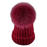 MIOIM® ニット帽子 キッズ 子供用 ファー付き ポンポン 冬 シンプル プレゼント 折り返し 多色選択 無地 純色 厚手 キュート