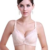 【SEBLES】マタニティ 産前 産後 授乳 フロントバックル ビジュー 3列4段ホック レース エレガント ブラジャー ベージュピンク 10サイズ(ベージュ,95C)