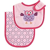 Luvable Friends Bib and Burp Cloth Set, Pink Owl by Luvable Friends [並行輸入品]