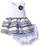 Marmellataベビー女の子Navy and Whitストライプタンクドレス
