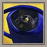 キャンバスアートギャラリーラップ' Cat in the watering can、1996 ' by Isy Ochoa Size: 22 x 22 (Approx) ブルー 3837055