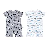 Baby Nest 夏 ベビー服 半袖ロンパース 女の子 男の子 肩ボタン フルプリント コットン セット5 18-24M