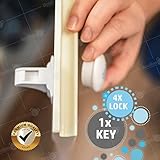 BooBoo Child/ Baby Safety Cupboard Locks (4 Locks 1 Key) Baby Proof Your Cabinets & Drawers With The