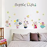 Removable Wall Decor Decals Flowers Window stickers Butterfly Easy Stick and Peel Wall Art Stickers 