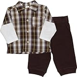 カーターズ（Carter's）男の子ブラウンマドラスチェック重ね着風上下2点セット 6months(61-67cm) 6ヶ月用 出産祝いギフトプレゼント,襟付,茶えり付ロンT,コーデパンツ [並行輸入