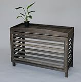 エアコン室外機カバー匠・よこ格子（色：ブラウン） ヒバ材・木製【大型対応】