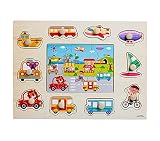 子供と子Lovely木製ジグソーパズル教育玩具パズル、Vehicles