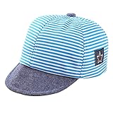 AMAA ベビー　帽子　コットン　縞柄　星付く　日焼け　防止　キッズ　子供　ハット (ブルー)