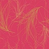 Wallpaper Designer Dark Gold Metallic Large Feather Whisps on Red by The Wallpaper and Border Store