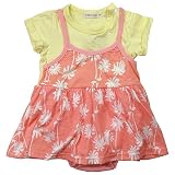 《夏対応》SHORH KID'S(ショーキッズ) 女児天竺キャミ重ね着風リゾート柄ロンパス 80cm /ピンク NO.SD-50772