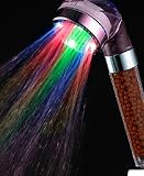 【ノーブランド品】お肌に 優しい 活性炭 入り LED シャワー ヘッド（活性炭入り　レインボー ３色 タイプ）