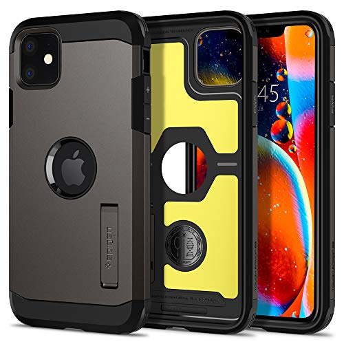 【Spigen】 スマホケース iPhone 11 ケース 6.1インチ 対応 超耐衝撃 新モデル スタンド機能 米軍MIL規格取得 カメラ保護 傷防止 衝撃 吸収 Qi充電 ワイヤレス充電 タフ・アーマー XP 076CS27438 (ガンメタル)