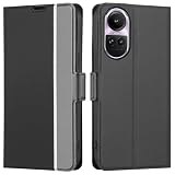 OPPO Reno10 pro 5G ケース 手帳型 薄型ケース オッポ リノ10 プロ 5G ケース Reno10Pro 5G ケース カバー リノ10 プロ 手帳ケース reno10 pro 5g 携帯カバー ケースカバー 適用 【BonwFzin】 軽量 薄い 炭素繊維調 PU レザー マグネット 手帳 カードケース カード収納 耐衝撃 スタンド 2色組合 グレー + ブラック