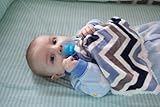 BbEmerald Blue Chevron Minky Pacifier Blanket