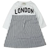 《H28年秋冬物》KICKY VILLAGE(キキイ ビレッジ) 天竺+布帛ストライプワンピース 100cm/ホワイト NO.KV-15410