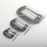 Wennow 6 pc total (2pc each 1, 2, 3) Mini C-Clamp - Heavy-Duty All Steel - 3/4 Throat - Swivel Pawl 