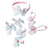 髪飾り　子供　女の子　ヘアピン　髪留め　ヘアクリップ　ヘアアクセサリ　可愛い　七点セット　蝶結び　きれい　ギフト　誕生日 (A)