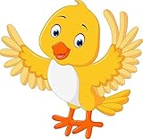 Wallmonkeys Cute Yellow Bird Cartoon Peel and Stick Wall Decals WM359242 (18 in W x 17 in H) [並行輸入品]