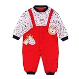 エルフ ベビー(Fairy Baby)ベビーカバーオールロンパース 長袖 前開き 春秋 出産祝い レッド 3M