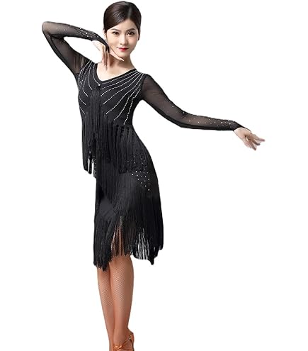 Amazon.co.jp: ラテンダンス衣装 上下セット フリンジ 社交ダンス衣装