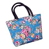 (Blue) - Creazy Fashion Women Girls Printing Canvas Shopping Handbag Shoulder Tote Shopper Bag (Blue