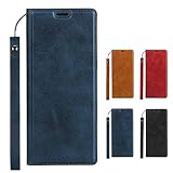 Elick Xperia 5 SO-01M SOV41 適用 ケース カバー 超薄型 軽量 手帳型 エクスぺリア5 SOV41 SO-01M ケース 高級PUレザー マグネット式 ストラップ付き カード収納 スタンド機能 スマホケース ネイビー