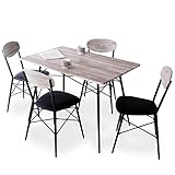 LOWYA （ロウヤ） ダイニングセット 5点セット リアル木目調 デザインスチール脚 4人掛け ヴィンテージ風 ダイニングテーブルセット ナチュラル おしゃれ