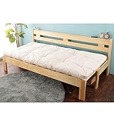 木製伸長式すのこソファベッド専用ふとん付 シングル 伸長式/ﾌﾚｰﾑ:ﾅﾁｭﾗﾙ布団:ﾍﾞｰｼﾞｭ(BE17）