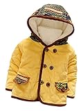 【SABLES】フード付 エスニック柄 キルト 長袖 カジュアル ジャケット 幼児 レッド グレー イエロー 80cm 90cm 100cm 110cm (90cm, イエロー)
