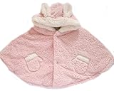 ケープ ボア製ベビーマント ボアケープ ベビーポンチョ おくるみ アフガン ベビー用品 出産祝い ギフト (ピンク)