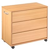 【完成品・組立不要】 取っ手が左側 押入れ収納 キャスター付 ワゴン チェスト 収納 〔3杯〕 ナチュラル
