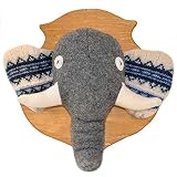 Cate and Levi 12" x 16" Handmade Elephant Stuffed Animal Head Plaque (Premium Reclaimed Wool), Color