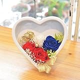 [florence du]プリザーブドフラワー ブルー、赤バラ ハートスタンドアレンジメント 専用クリアケース付 結婚記念日 誕生日 祝い フラワーギフト 花ギフト プレゼント クリスマス プレゼント