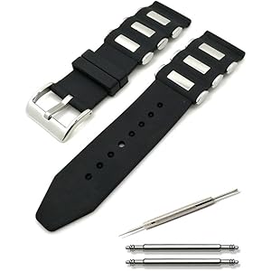 Calme(カルム) 腕時計 シリコン ベルト ラバー 時計 バンド メタル 20mm 22㎜ 24㎜ 交換説明書付き (20㎜)