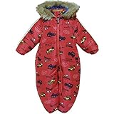 2015年 防寒衣料 撥水加工 CARMIC くるま総柄プリント 中綿ジャンプスーツ レッド◇100cm