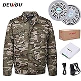 DEWBU 空調服 作業服 夏用 クーラー服 空調風神服 長袖 熱中症対策 エアークラフト ブルゾン 節電 ファン付き (L, 迷彩)