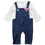 《秋冬春対応》SHORH KID'S(ショーキッズ) 女児T/Cスムース&スラブデニム天竺サロペット風ロンパス 70cm/コン NO.SD-51173