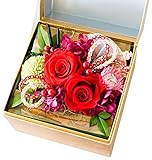 花由 ボックスフラワー 和風hana cube 謹製－金箱入り 寿レッド【プリザーブドフラワー】