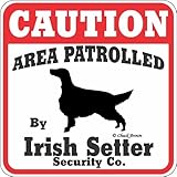 CAUTION AREA PATROLLED By Irish Setter Security Co. サインボード：アイリッシュセッター 注意 警戒中 セキュリティ 看板 Made in U.S.A